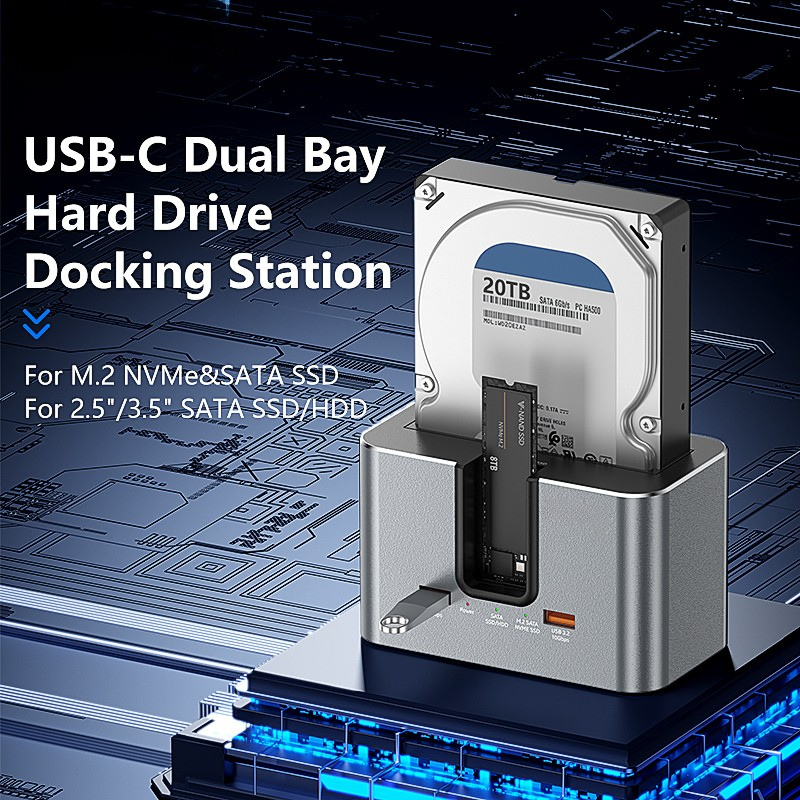 Miliforge DuoDock X1: Dual-Bay NVMe & SATA Station (10Gbps)
